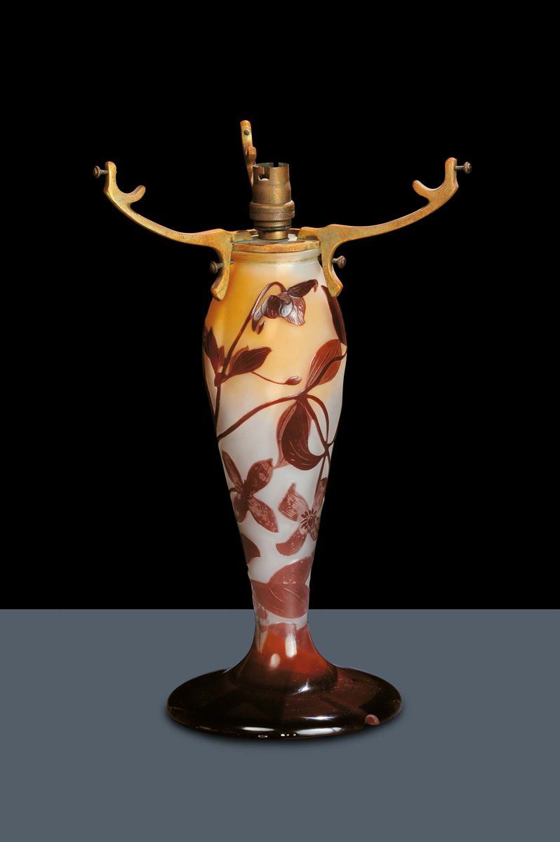 Emile GallŽ (1846-1904) - NancyBase di lampada in vetro incolore  - Auction Arti Decorative del XX secolo e Design - Cambi Casa d'Aste