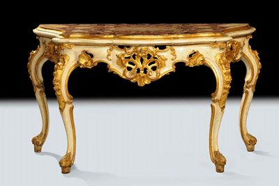 Console Luigi XV Laccata e Dorata, Venezia XVIII Secolo
