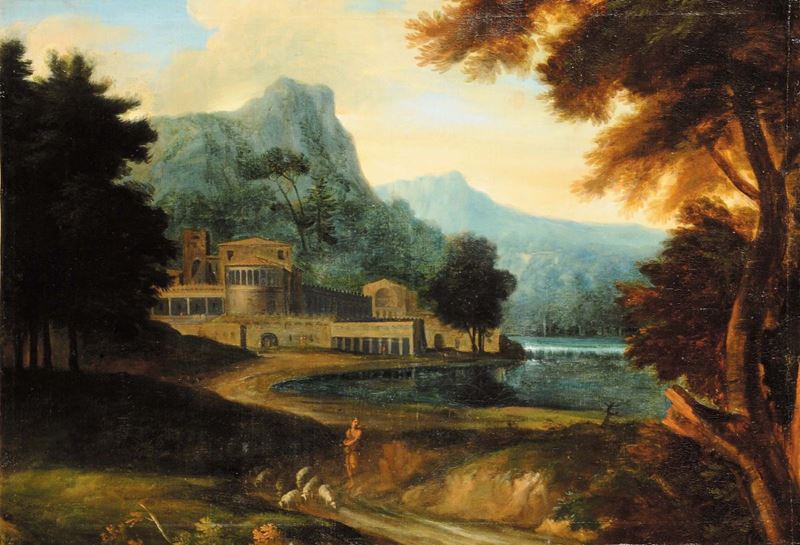 Jean Francois Millet (1642-1679), attribuito a Paesaggio  - Auction Antiquariato e Dipinti Antichi - Cambi Casa d'Aste