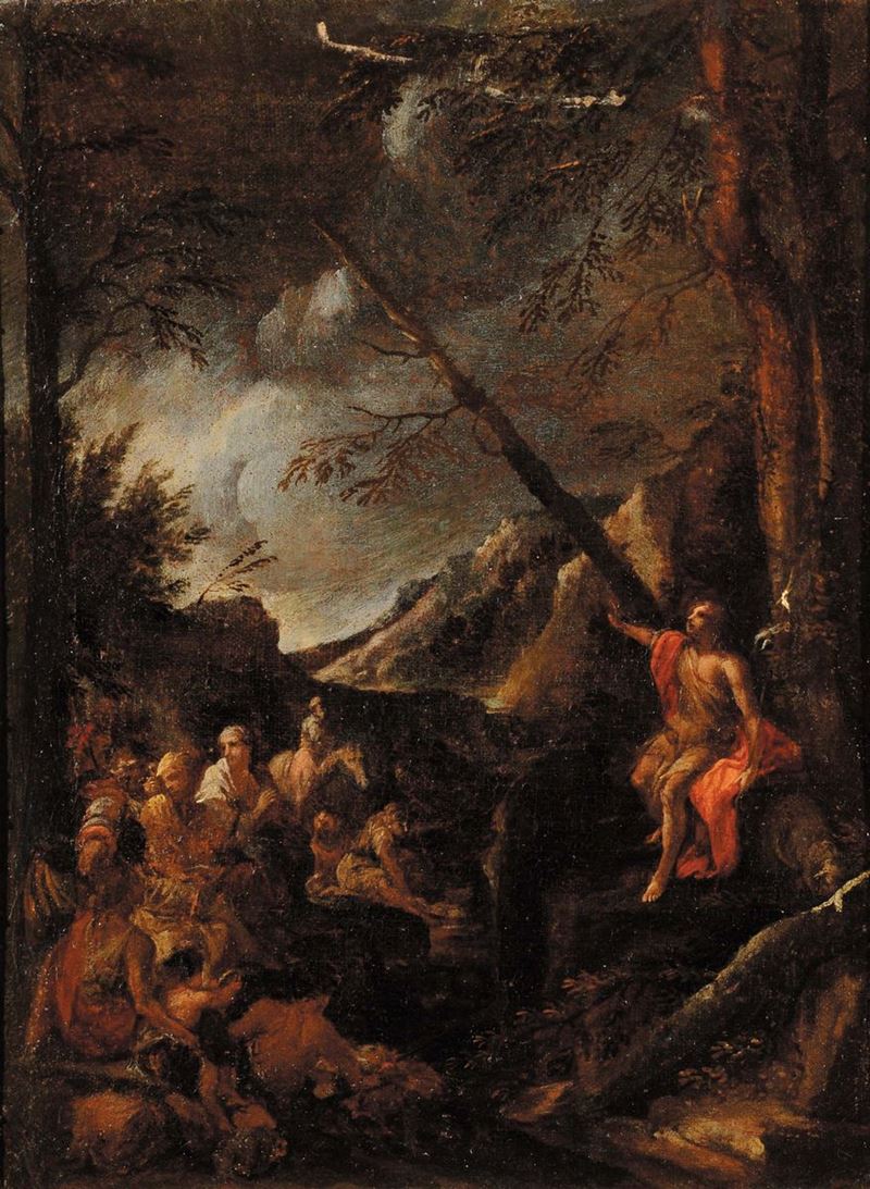 Scuola Italiana del XVII secolo Predica del Battista  - Asta Antiquariato e Dipinti Antichi - Cambi Casa d'Aste