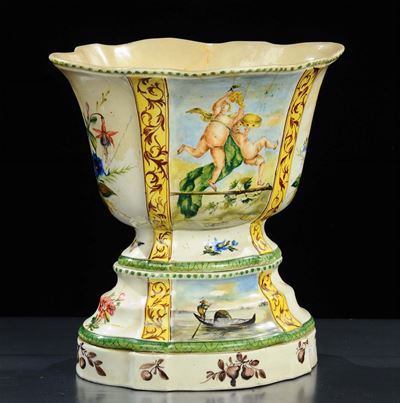 Cachepot in Maiolica, Bassano XIX Secolo