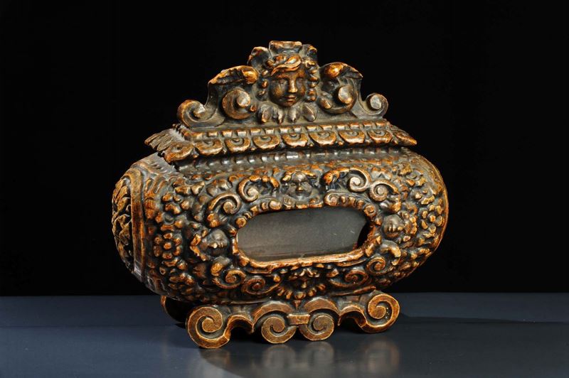 Reliquiario in legno con intaglio Sansovino, XIX secolo  - Auction Antiquariato e Dipinti Antichi - Cambi Casa d'Aste