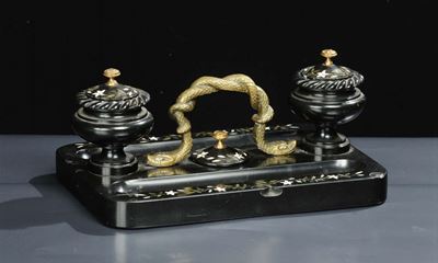 Calamaio in Pietra Dura e Bronzo