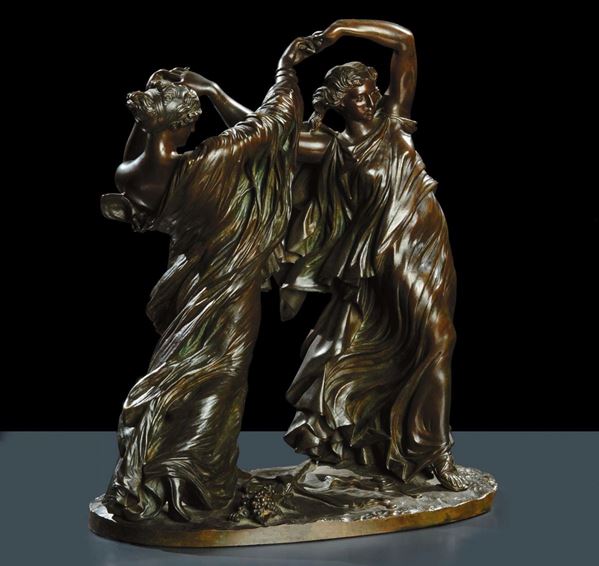 Gruppo in bronzo raffigurante due baccanti che danzano, XVIII secolo