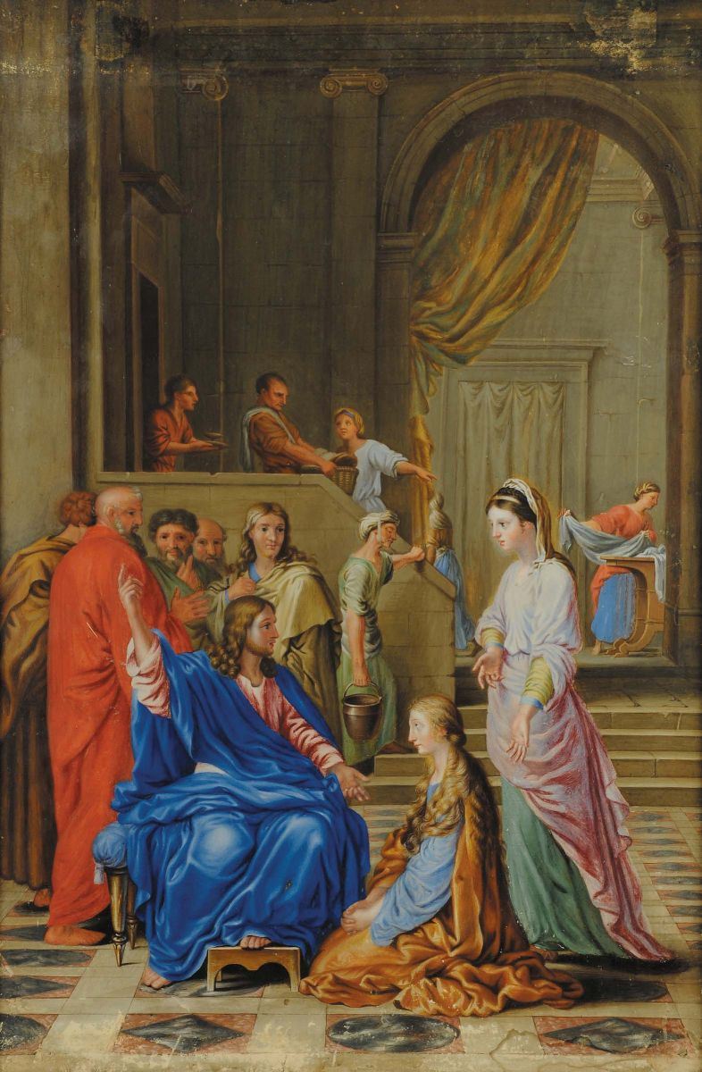 Scuola del XVIII secolo Ges e Maddalena  - Asta Antiquariato e Dipinti Antichi - Cambi Casa d'Aste