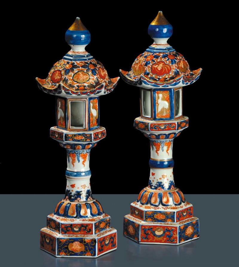 Coppia di lanterne Imari in porcellana policroma  - Asta Antiquariato e Dipinti Antichi - Cambi Casa d'Aste