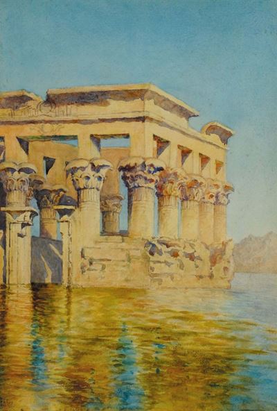 Sette Acquarelli Raffiguranti Vedute Egiziane