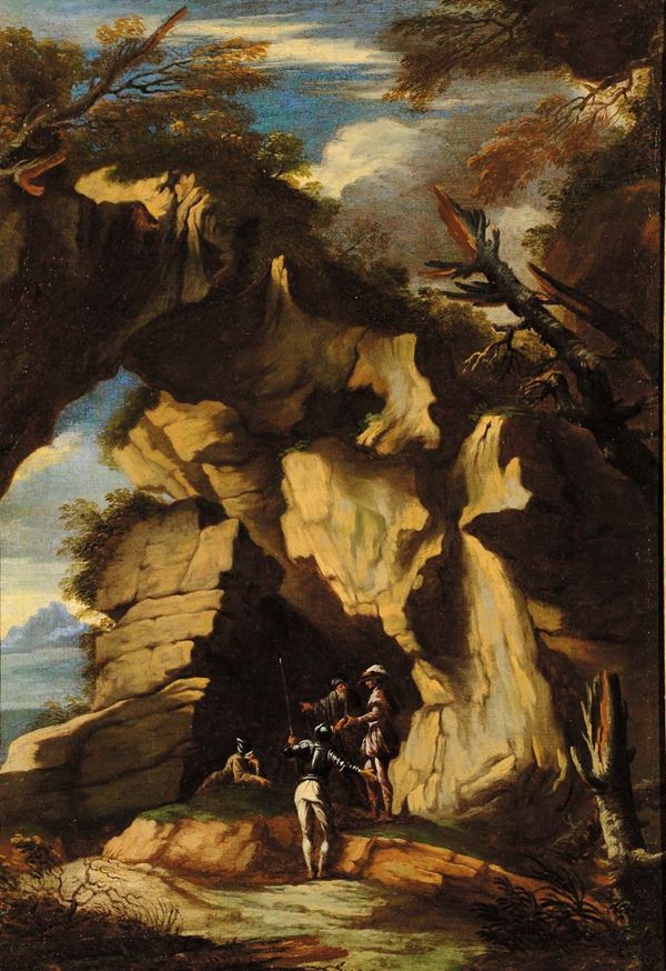 Scuola del XVIII secolo Paesaggio con figure