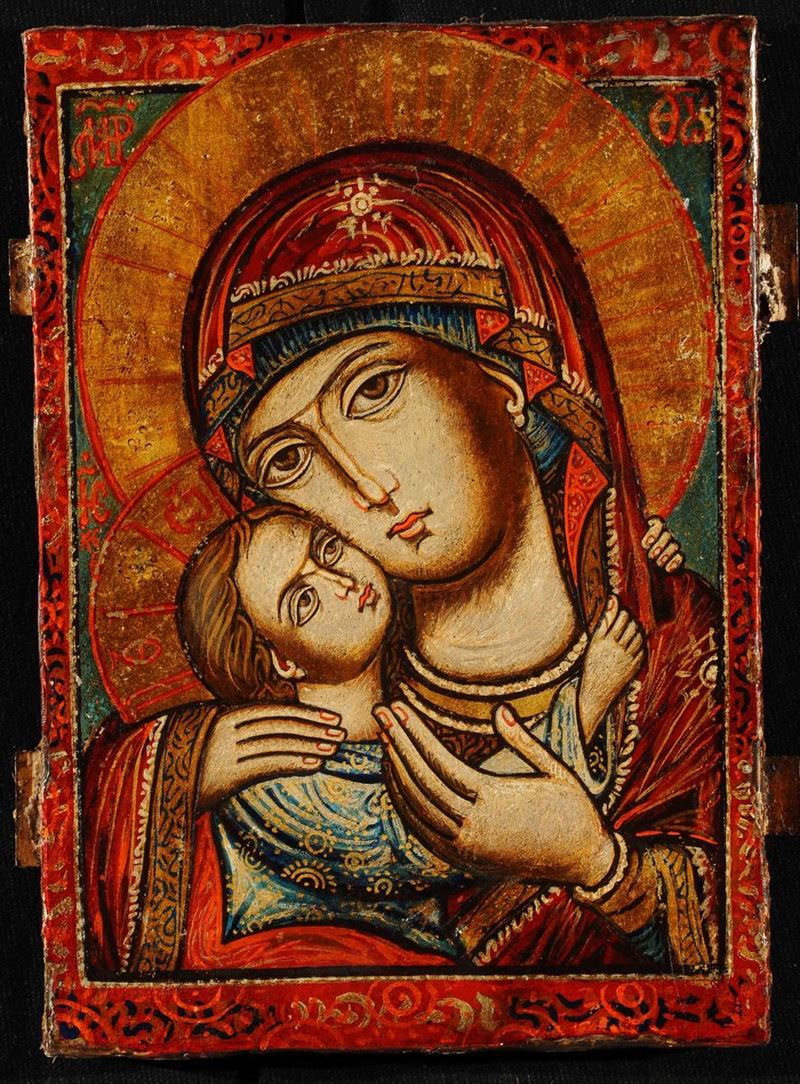 Icona raffigurante Madonna di Corsun, XIX secolo  - Asta Antiquariato e Dipinti Antichi - Cambi Casa d'Aste