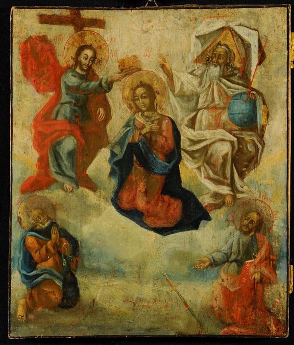 Scuola del XVIII secolo Incoronazione della Madonna con i santi Pietro e Paolo