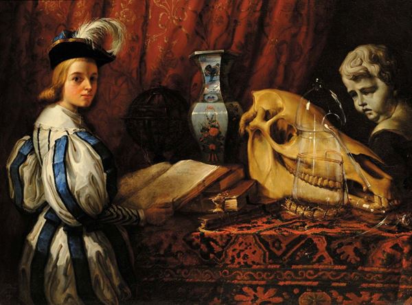 Scuola del XVIII secolo Giovane antiquario in costume