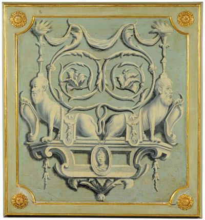 Coppia di Pannelli in Legno con Grottesche