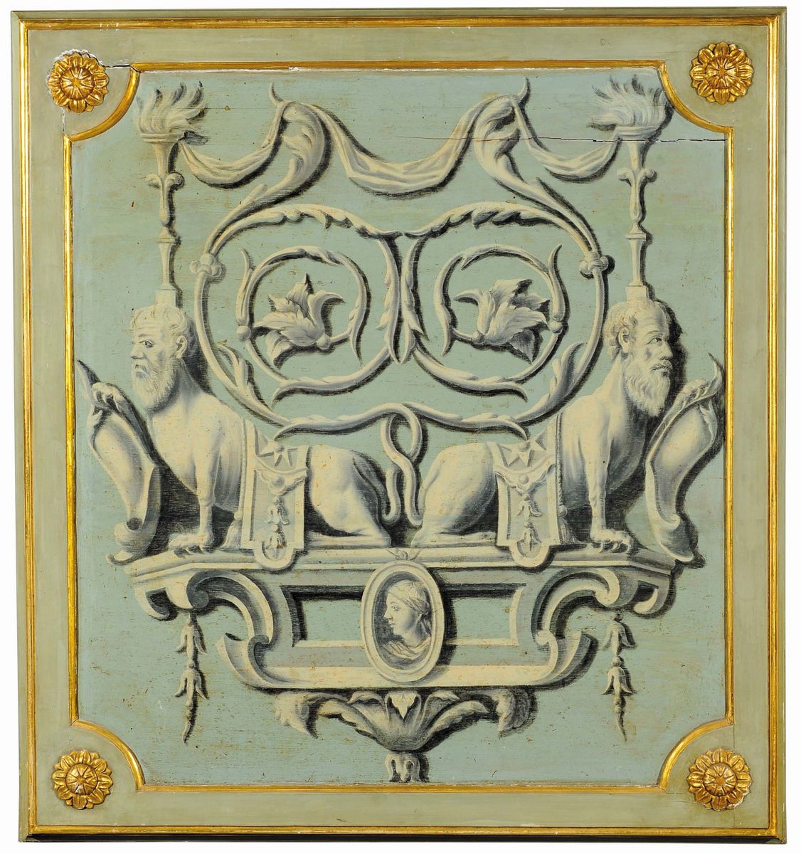 Coppia di Pannelli in Legno con Grottesche