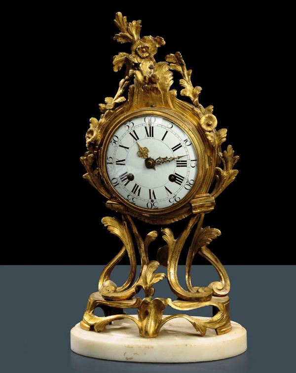 Orologio Luigi XV in bronzo e marmo, XVIII secolo