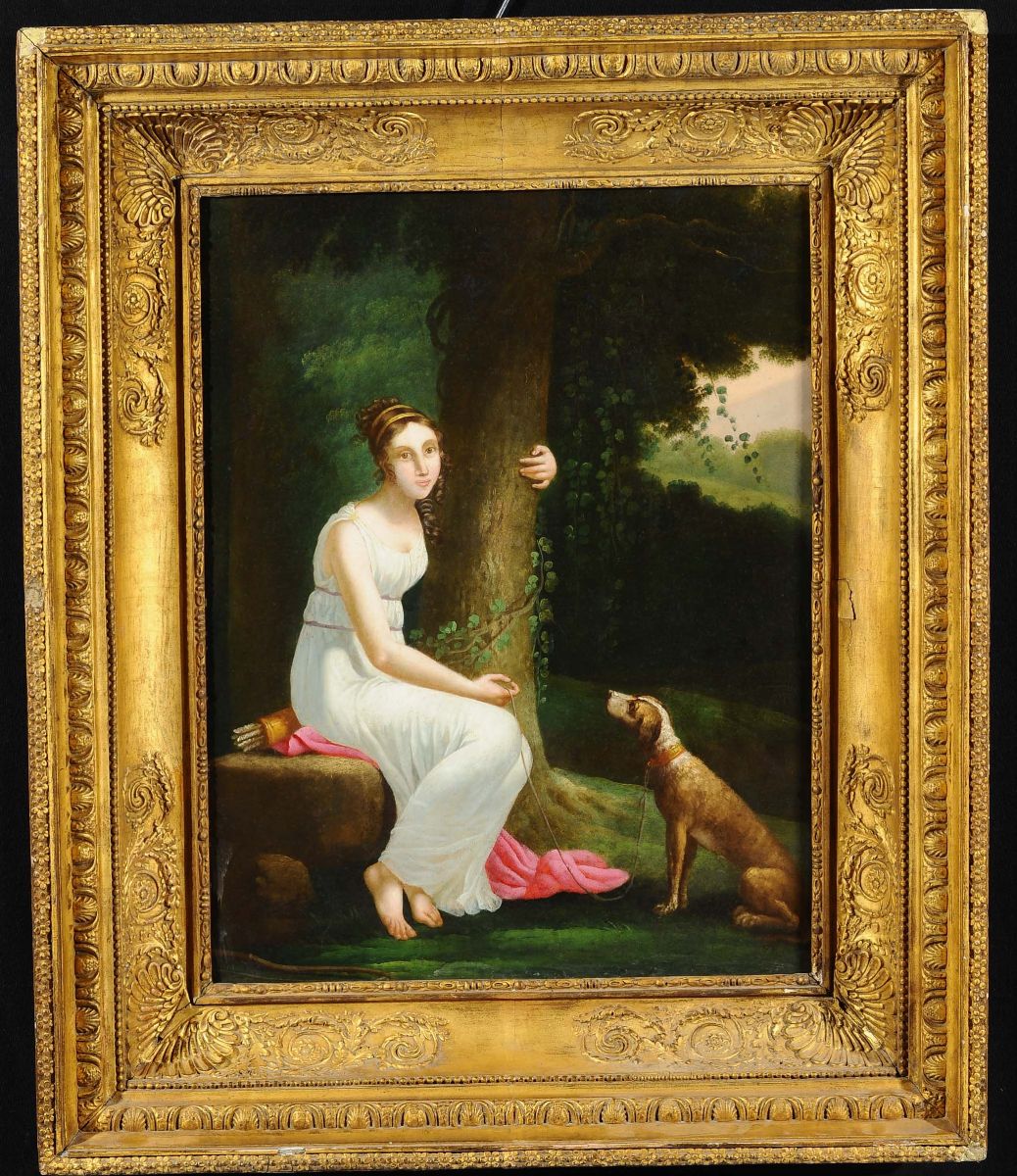 Anonimo del XIX Secolodonna con Cane