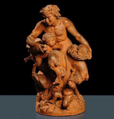 Scultura in Terracotta Raffigurante Baccanale, XIX Secolo