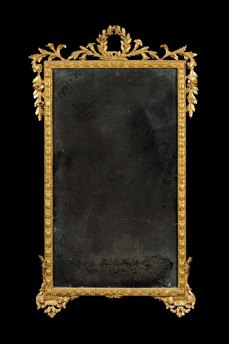 Specchiera in legno intagliato e dorato, XVIII secolo  - Asta Antiquariato e Dipinti Antichi - Cambi Casa d'Aste