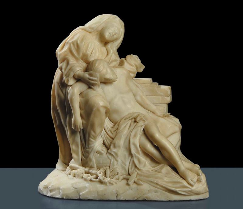 Scultura in marmo bianco raffigurante Pietˆ, XIX secolo  - Asta Antiquariato e Dipinti Antichi - Cambi Casa d'Aste