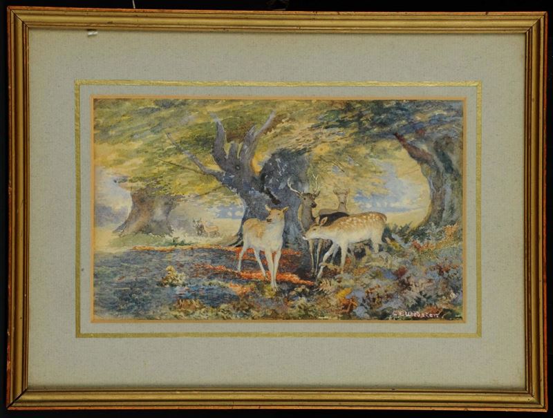 Ceuebster Bosco con cerbiatti  - Auction Antiquariato e Dipinti Antichi - Cambi Casa d'Aste