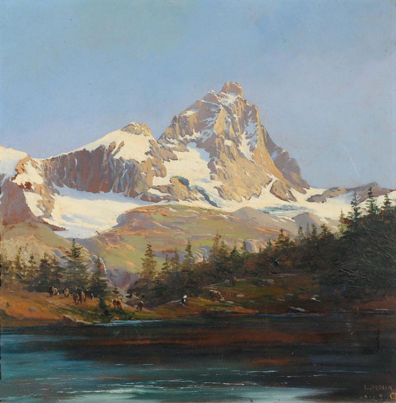 Leonardo Roda (1868-1933) Veduta del Cervino  - Asta Dipinti del XIX e XX secolo - II - Cambi Casa d'Aste