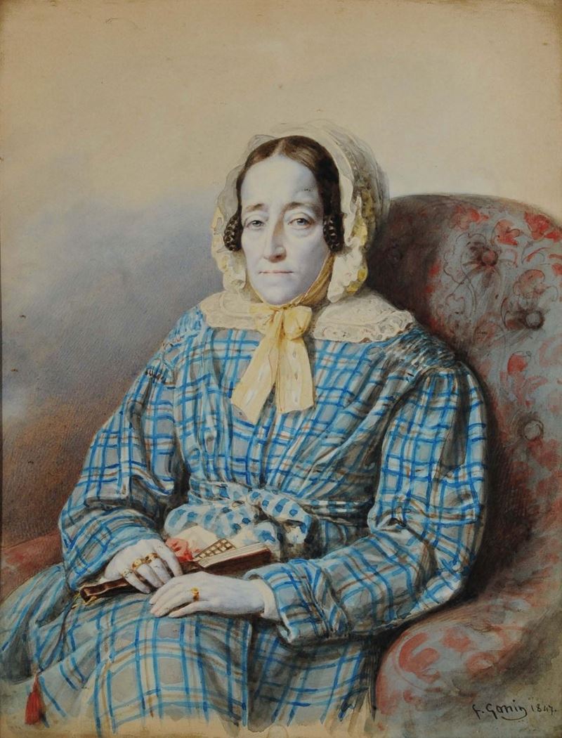 Francesco Gonin (1808-1889) Ritratto di dama  - Auction Antiquariato e Dipinti Antichi - Cambi Casa d'Aste