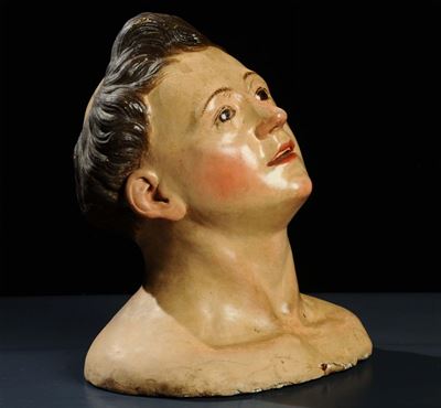 Scultura Lignea Raffigurante Testa di Santo, Fine XVIII Secolo