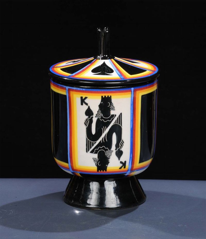 Rometti - UmbertideScatola cilindrica in terracotta maiolicata  - Auction Arti Decorative del XX secolo e Design - Cambi Casa d'Aste