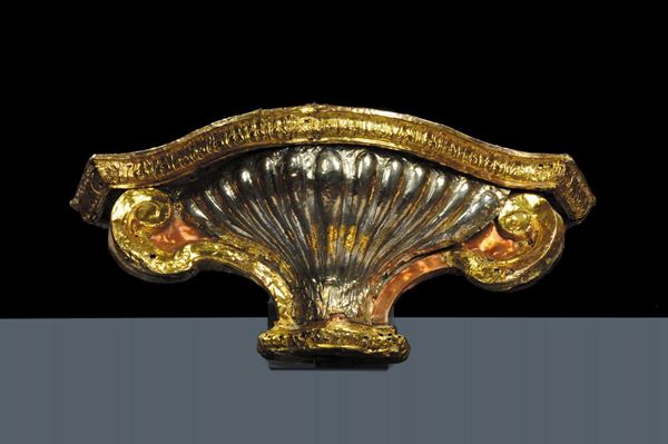 Piccola console in argento e rame dorato, Sicilia XVIII secolo