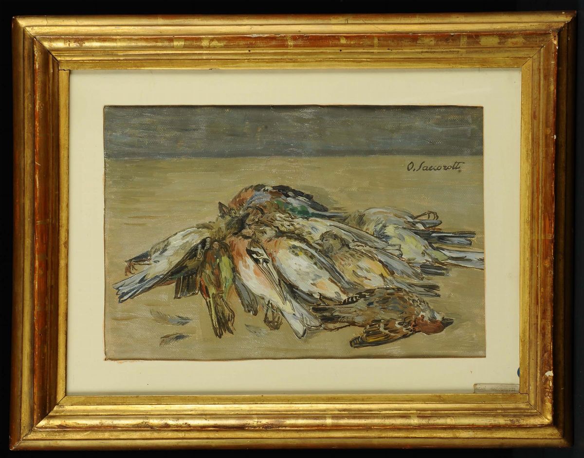 Oscar Saccorotti (1898-1986)uccellini sul Tavolo