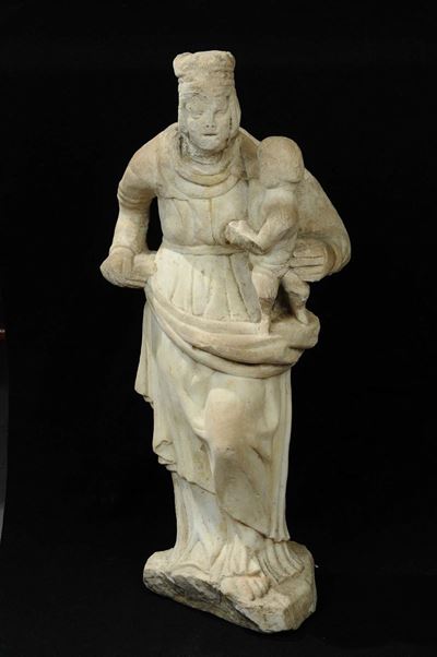 Scultura in Marmo Raffigurante Madonna, XVIII Secolo