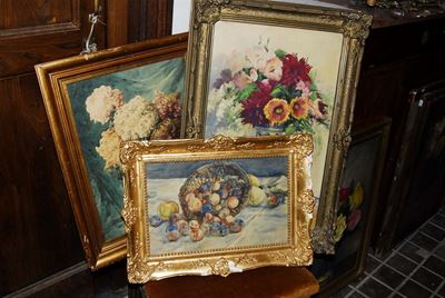 Lotto Composto da Tre Acquarelli Raffiguranti Nature Morte