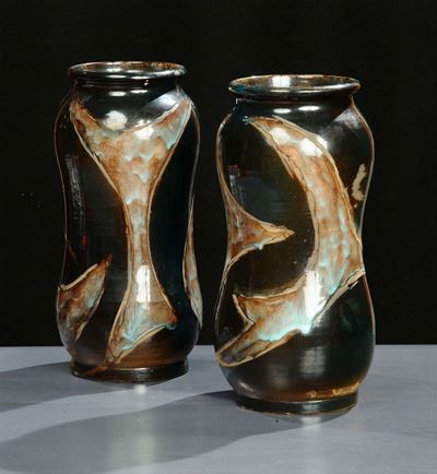 Stefano Dõamico (1925 - 2003)coppia di Vasi in Terracotta