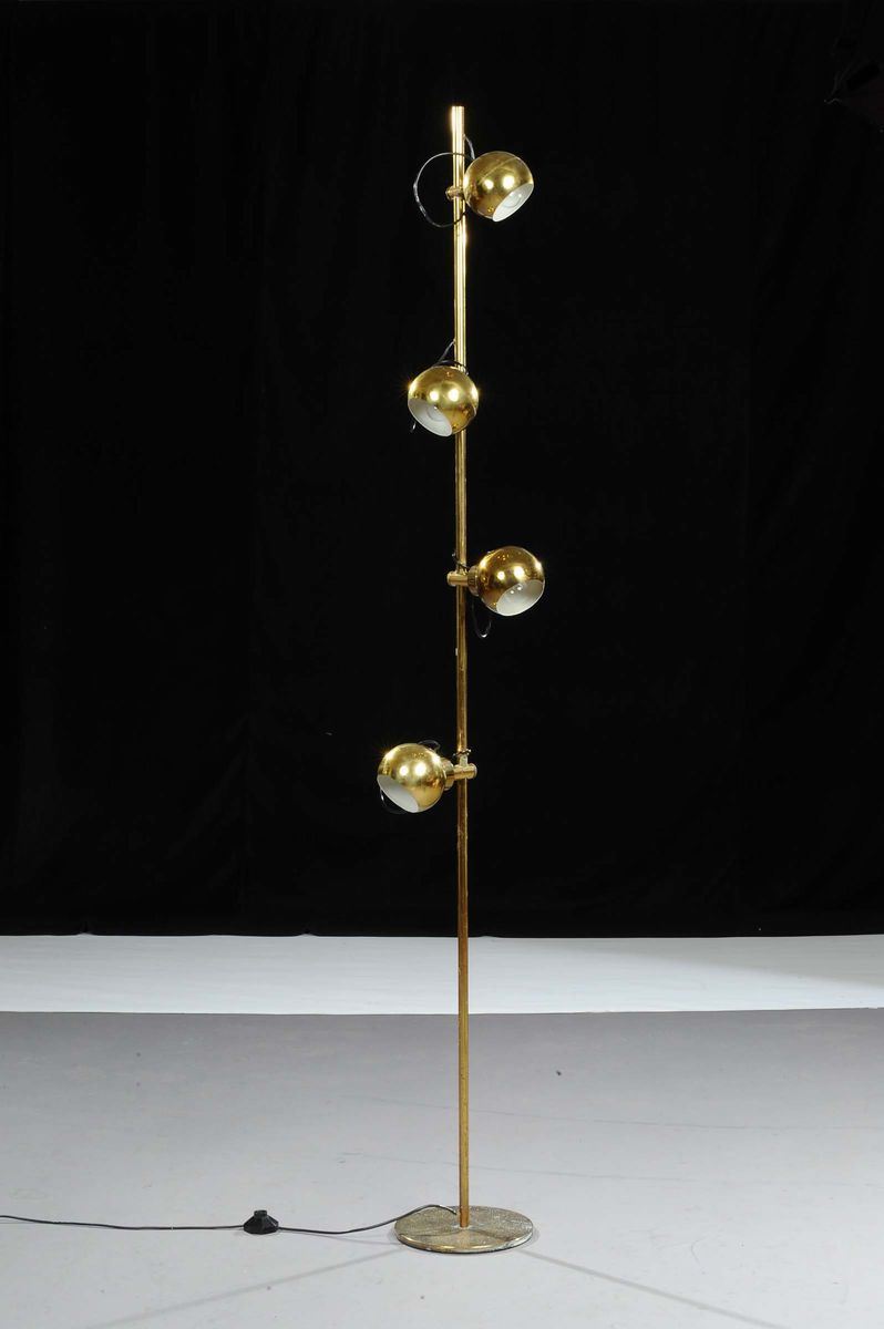 Reggiani (attr.)Lampada a stelo in ottone  - Auction Arti Decorative del XX secolo e Design - Cambi Casa d'Aste
