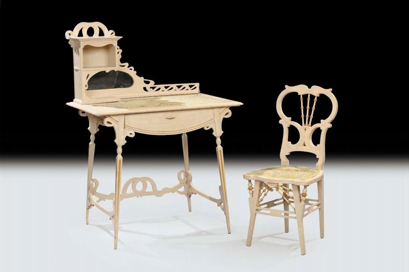 Meroni & Fossati - LissoneToilette e sedia liberty  - Auction Arti Decorative del XX secolo e Design - Cambi Casa d'Aste