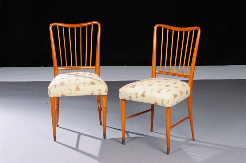 Paolo Buffa (attr.)Due sedie in ciliegio biondo  - Asta Arti Decorative del XX secolo e Design - Cambi Casa d'Aste