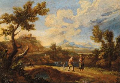 Scuola del XVIII Secoloponte con Fiume