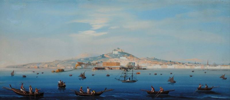 Anonimo del XIX secolo Veduta di Napoli dal mare  - Auction Antiquariato e Dipinti Antichi - Cambi Casa d'Aste