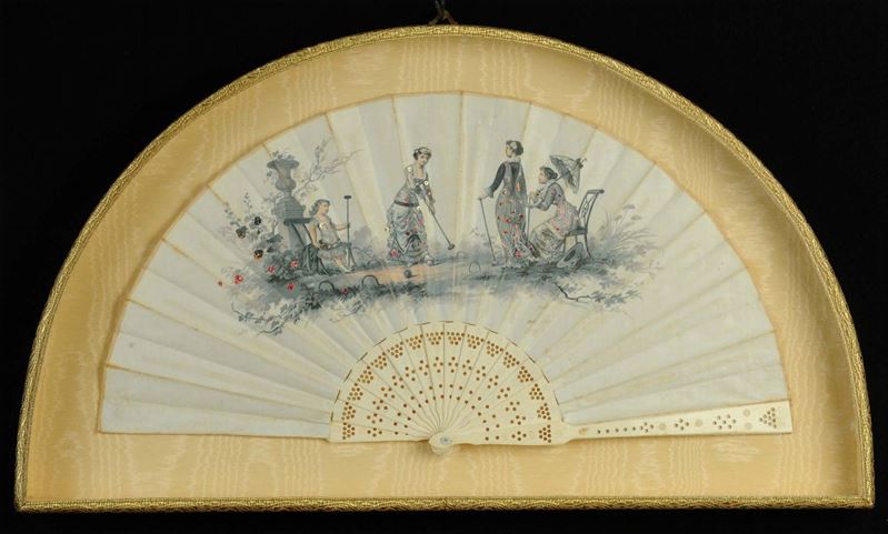 Ventaglio in avorio entro teca, Francia XIX secolo  - Asta Antiquariato e Dipinti Antichi - Cambi Casa d'Aste