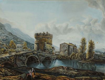 Anonimo del XIX Secoloveduta di Ponte Lucano