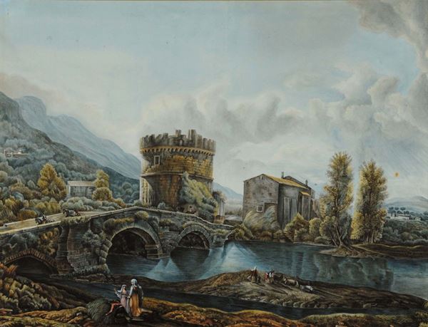 Anonimo del XIX secolo Veduta di Ponte Lucano