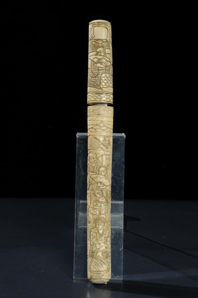 Pugnale con custodia in avorio scolpito con personaggi orientali, XIX secolo  - Auction Antiquariato e Dipinti Antichi - Cambi Casa d'Aste