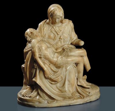 Scultura in Marmo Bianco Raffigurante la Pietˆ, Toscana XVIII Secolo