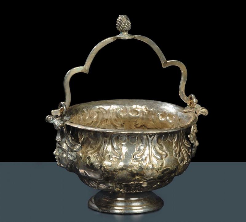 Secchiello in argento sbalzato, Napoli 1696  - Auction Antiquariato e Dipinti Antichi - Cambi Casa d'Aste