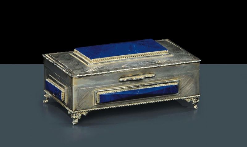 Scatola in argento con placche in lapislazzulo, XIX secolo  - Asta Antiquariato e Dipinti Antichi - Cambi Casa d'Aste