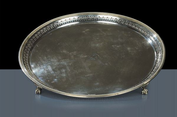 Salver circolare in argento, Sheffield 1888