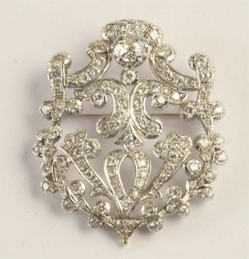 Spilla con diamanti vecchio taglio  - Auction Ancient and Contemporary Clocks and Jewels - Cambi Casa d'Aste