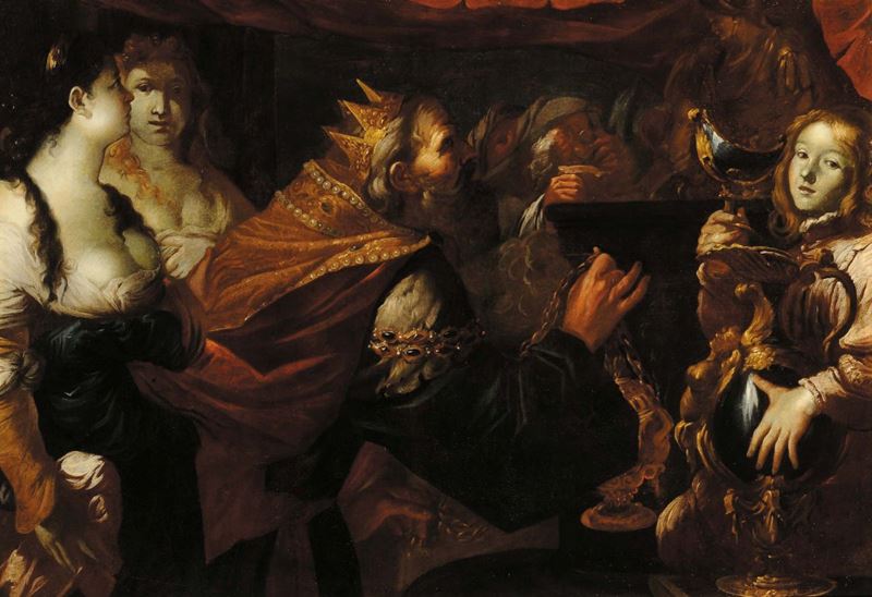 Gioacchino Assereto (1600-1649), attribuito a Incoronazione di re Salomone  - Asta Antiquariato e Dipinti Antichi - Cambi Casa d'Aste