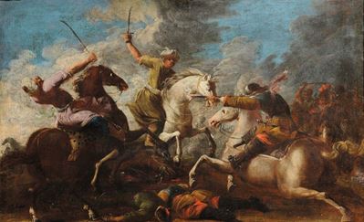 Francesco Maria Raineri, Detto Schivenoglia (1676-1785), Attribuito Abattaglia con Cavalieribatta...