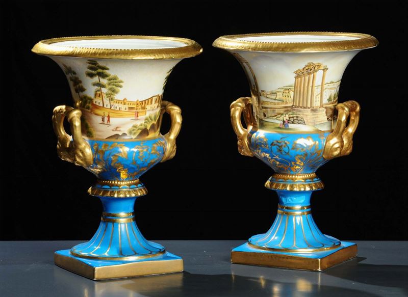 Coppia di vasi in porcellana, Francia XIX secolo  - Auction Antiquariato e Dipinti Antichi - Cambi Casa d'Aste