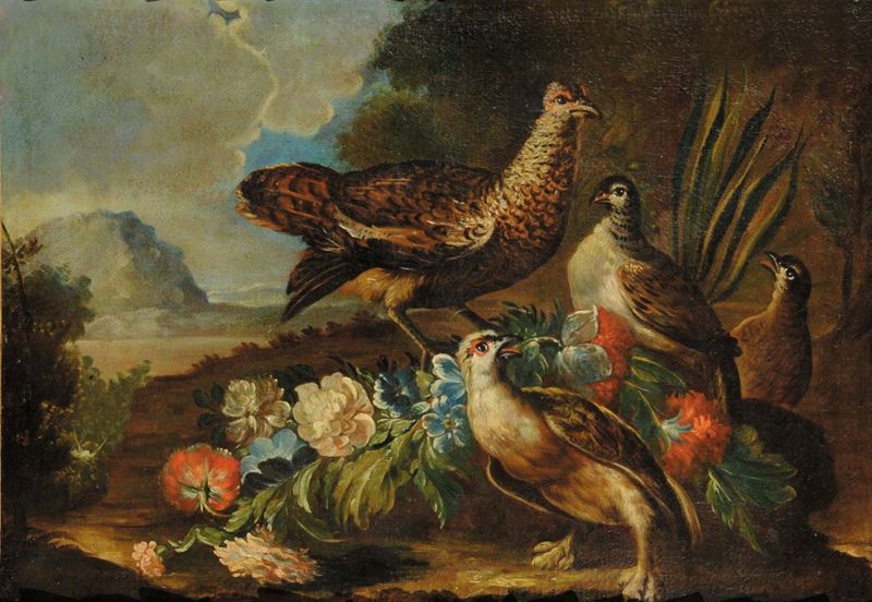 Scuola Italiana del XVII secolo Natura morta con volatili  - Auction Antiquariato e Dipinti Antichi - Cambi Casa d'Aste